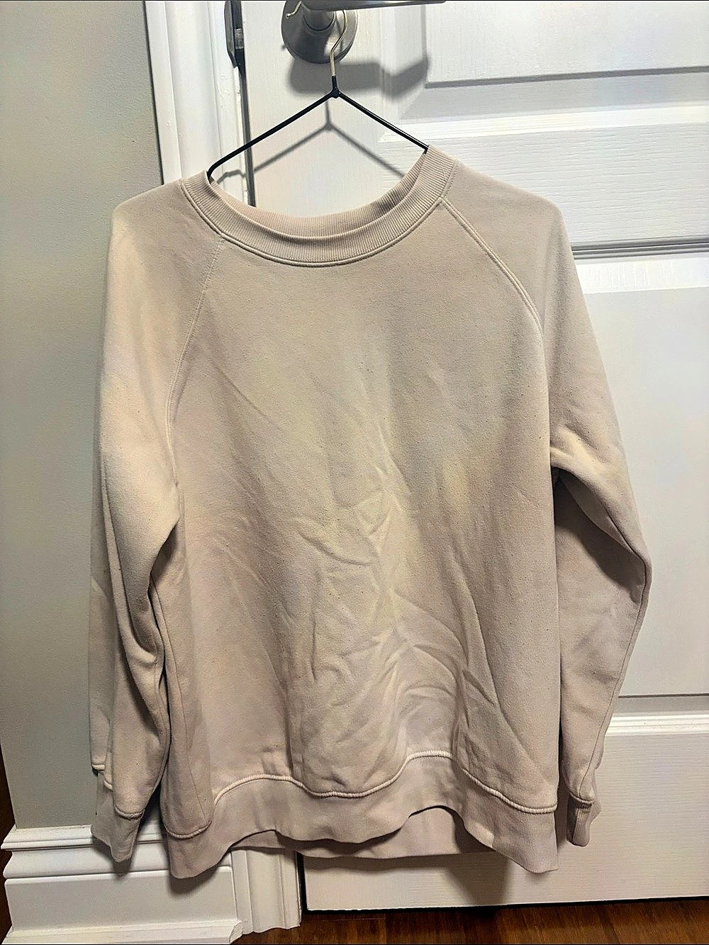 H&M Cotton-Blend Crewneck Sweatshirt in Beige Size Small